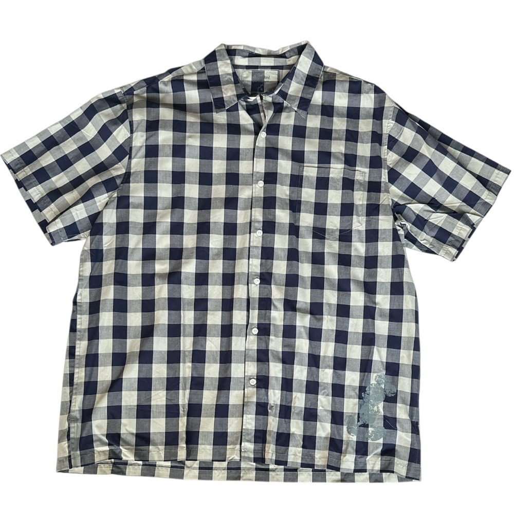 Walt Disney World Men’s Lightweight Navy/Grey Check S/S Shirt Mickey Mouse XL